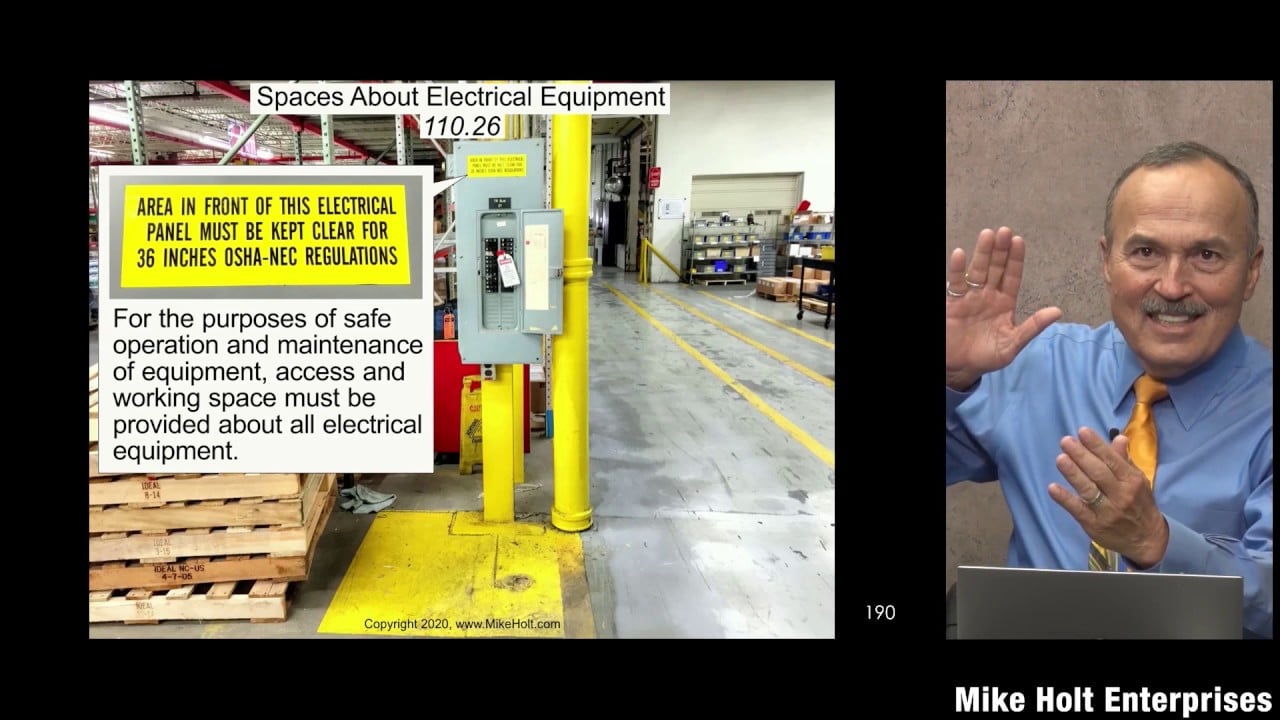 Working Space about Electrical Equipment [110.26, 2020 NEC]