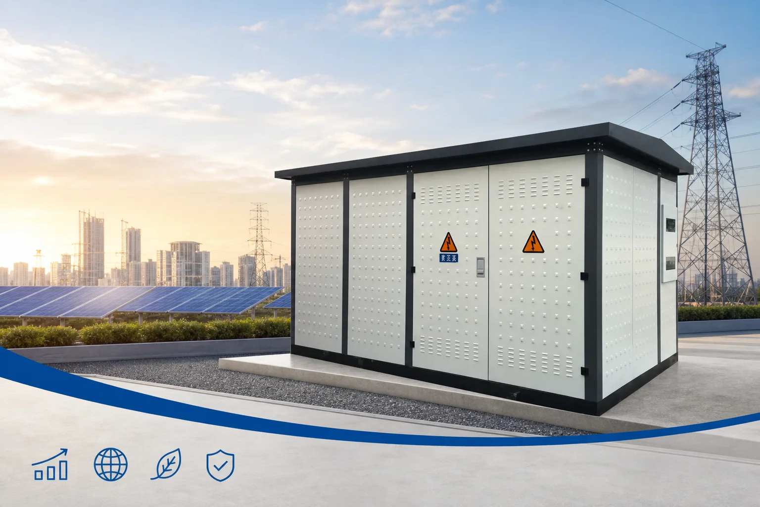Compact substation enclosure at a grid interface