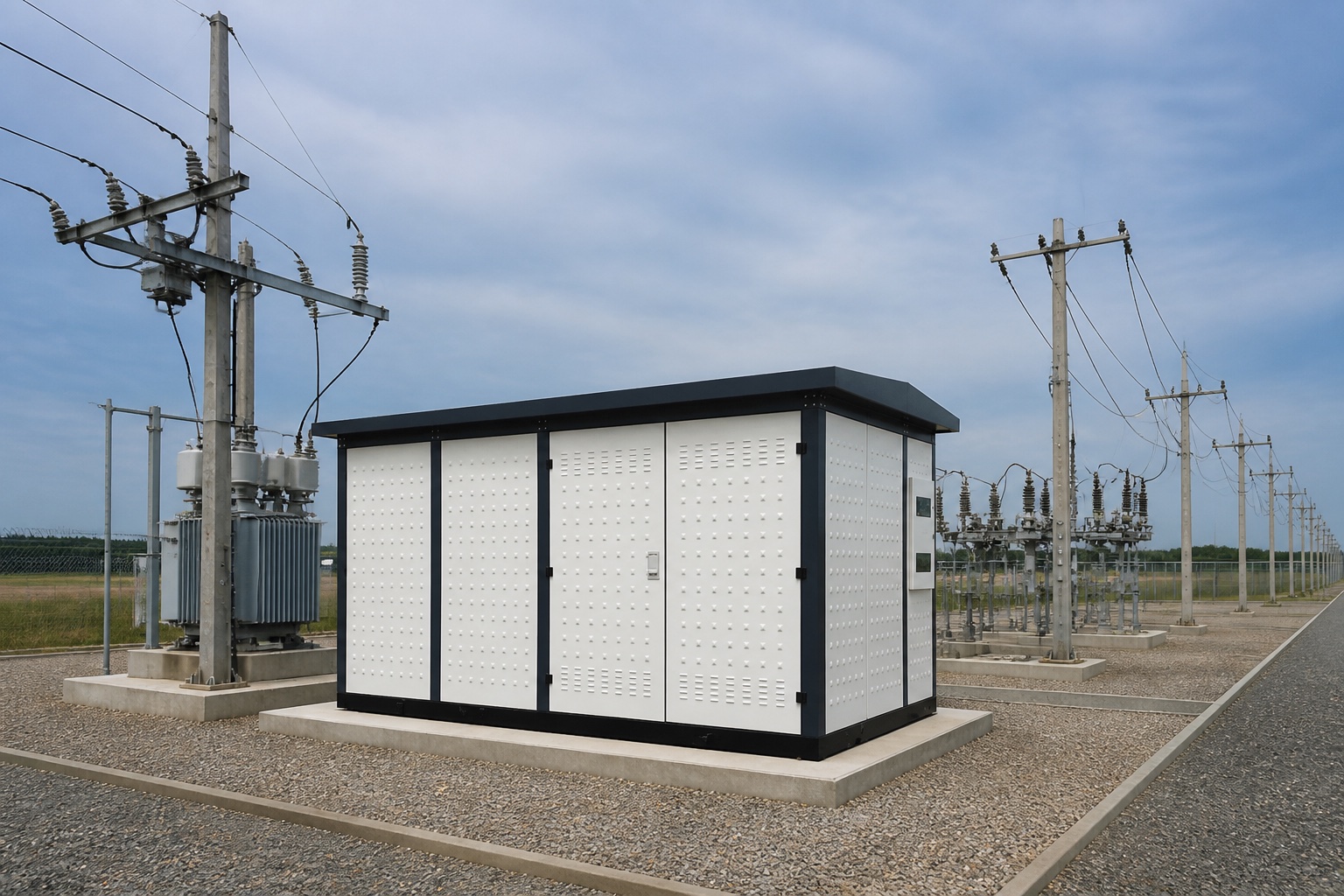Compact substation connected between incoming and outgoing feeders