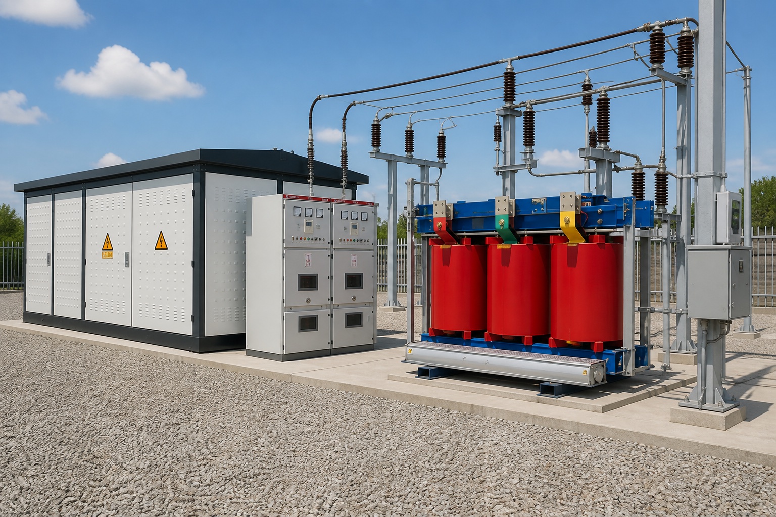 Outdoor power substation equipment requiring an integrated grounding system