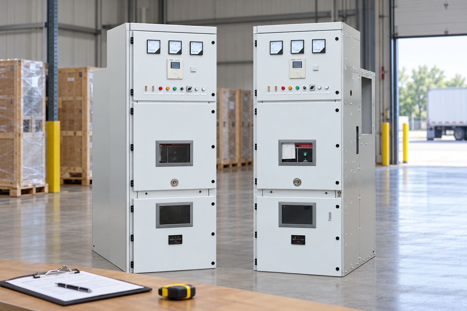 Closed switchgear at a receiving inspection station
