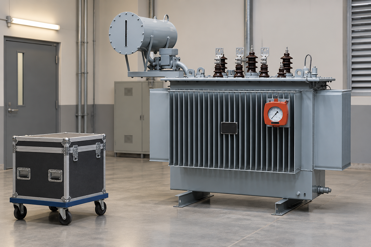 Oil transformer beside a separate acceptance test case