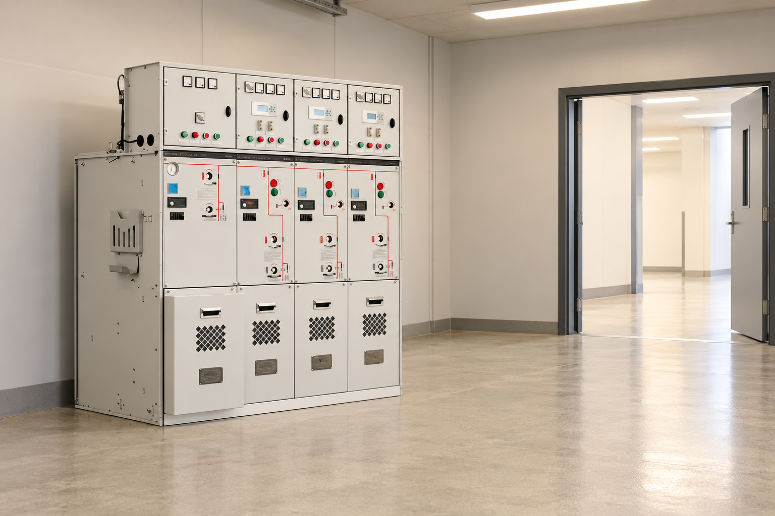 Ring main unit beside a clear replacement access aisle