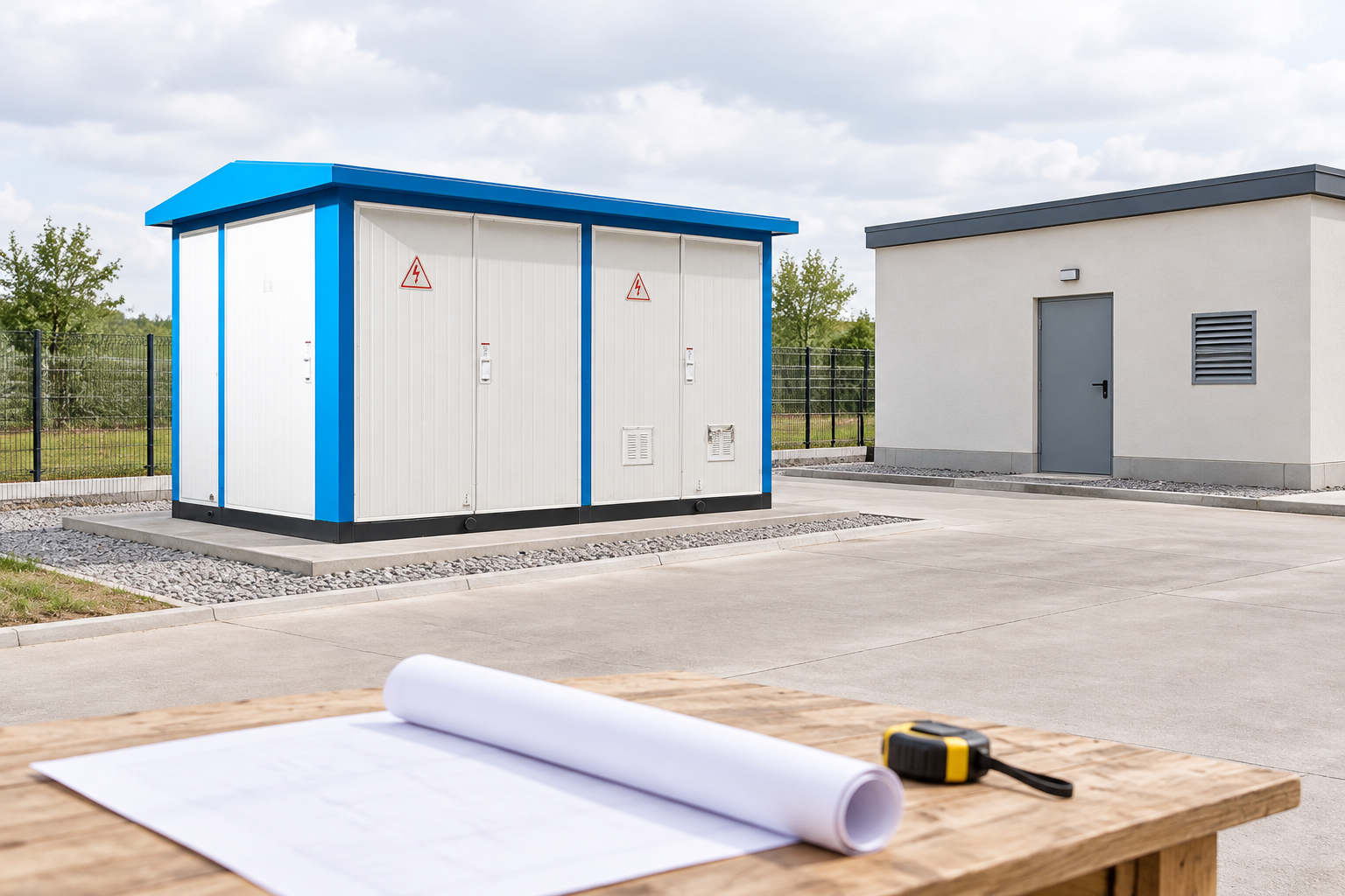 Compact substation beside building interface drawings