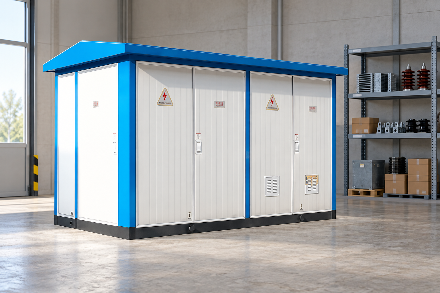 Compact substation enclosure in an inspection area