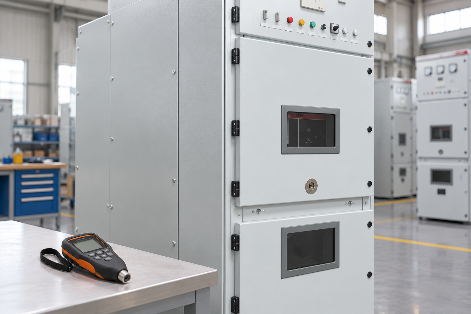 Closed KYN28 cabinet coating and door-edge inspection context