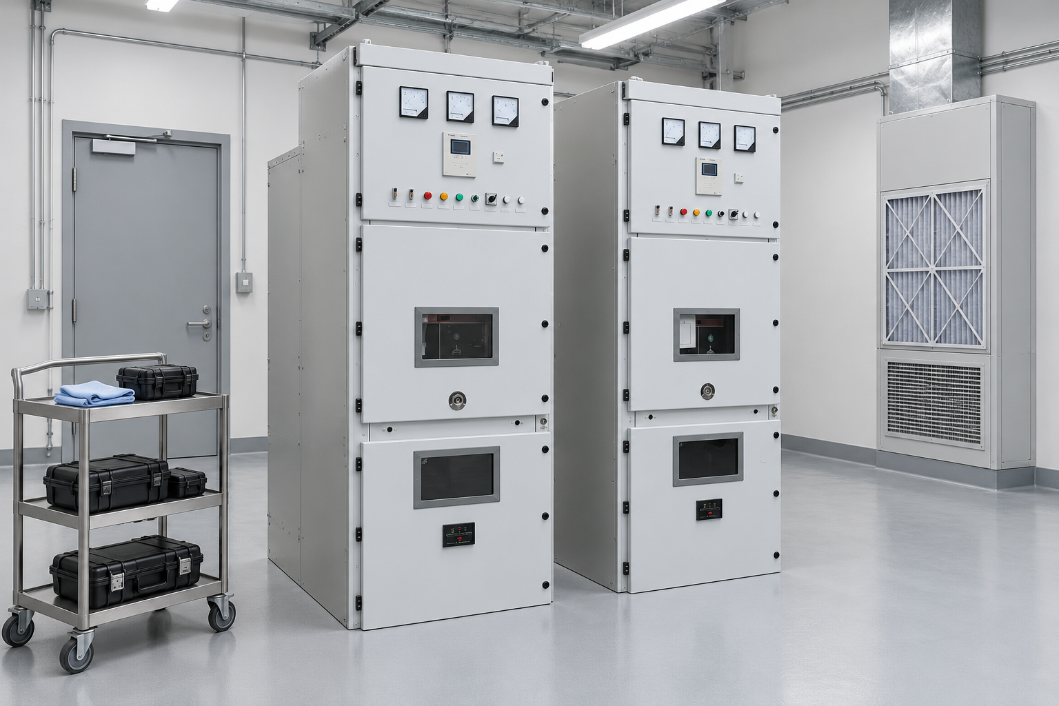 Indoor KYN28 cabinets near room air-treatment equipment
