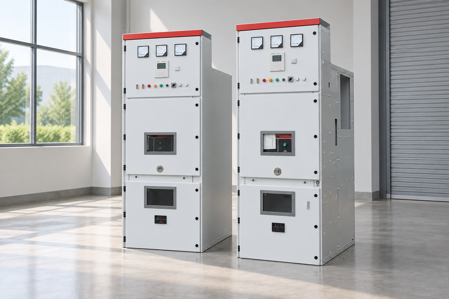 Switchgear cabinets in a service demonstration area