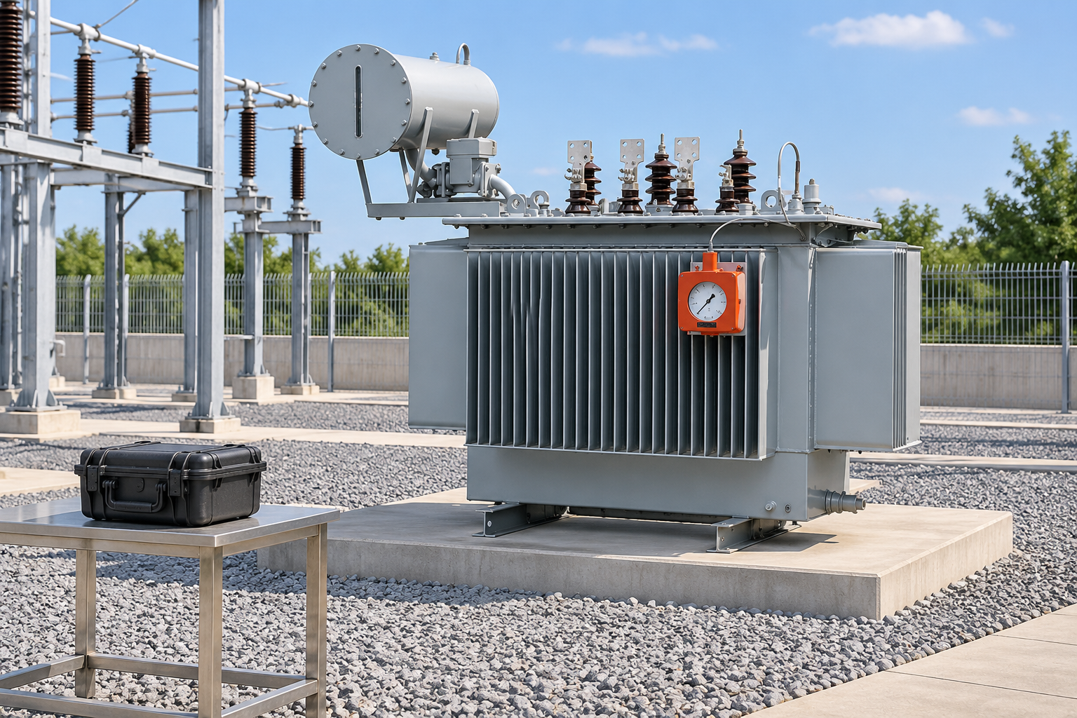 Complete oil transformer in a service planning yard