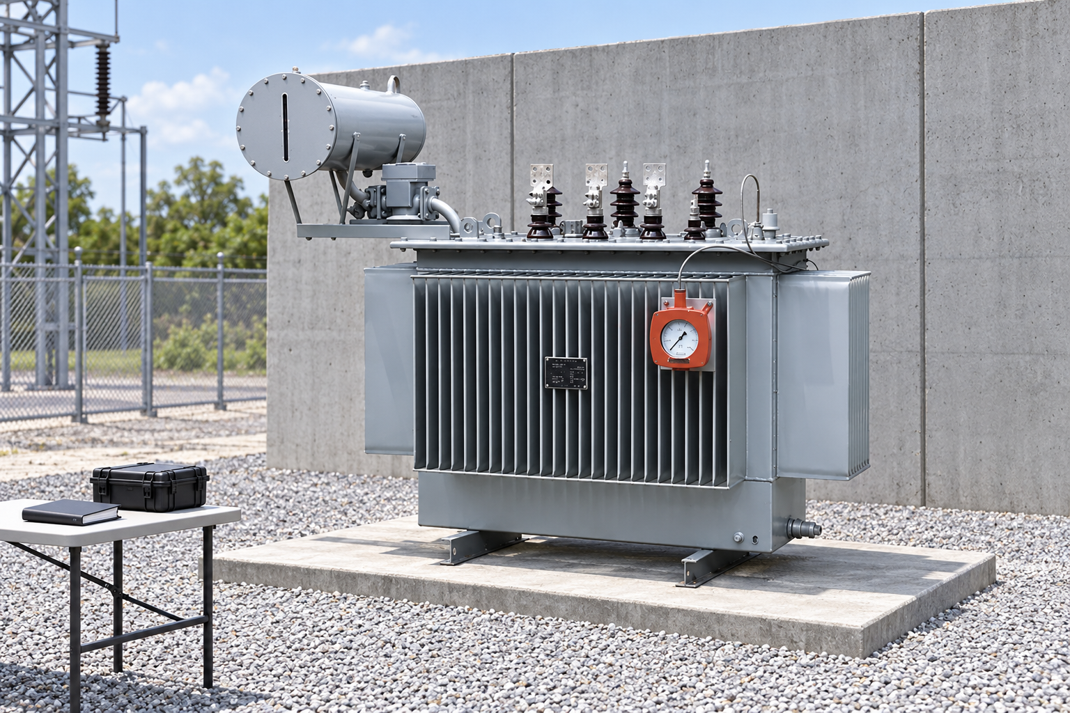 Conservator transformer beside inspection records