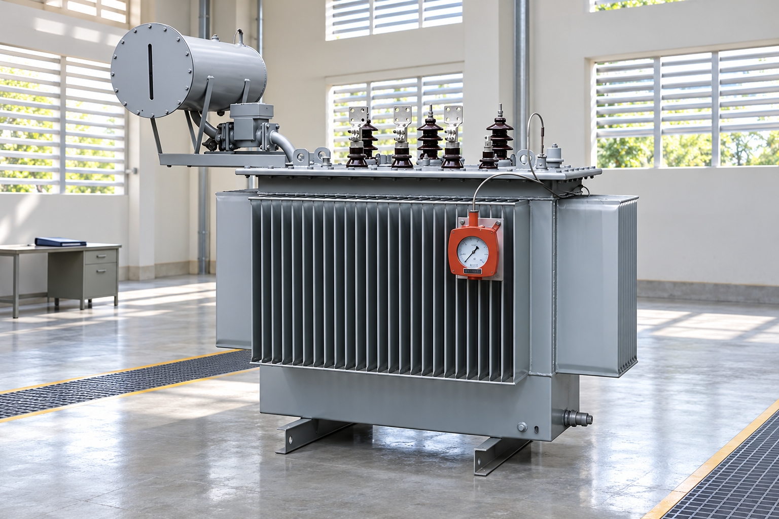 Oil transformer with clear cooling access