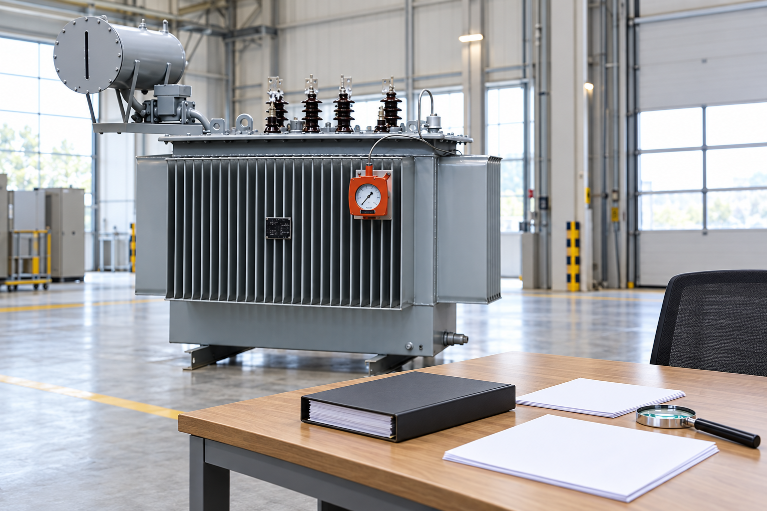 Oil transformer beside acceptance documentation