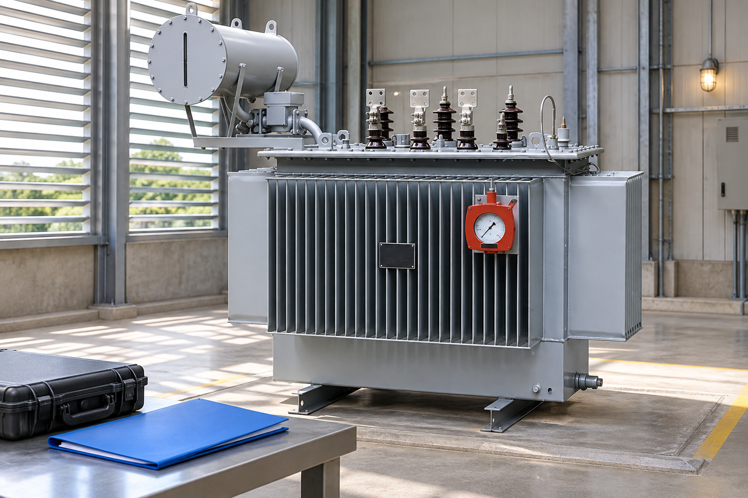 Blank thermal planning folder and closed instrument case beside the reference transformer