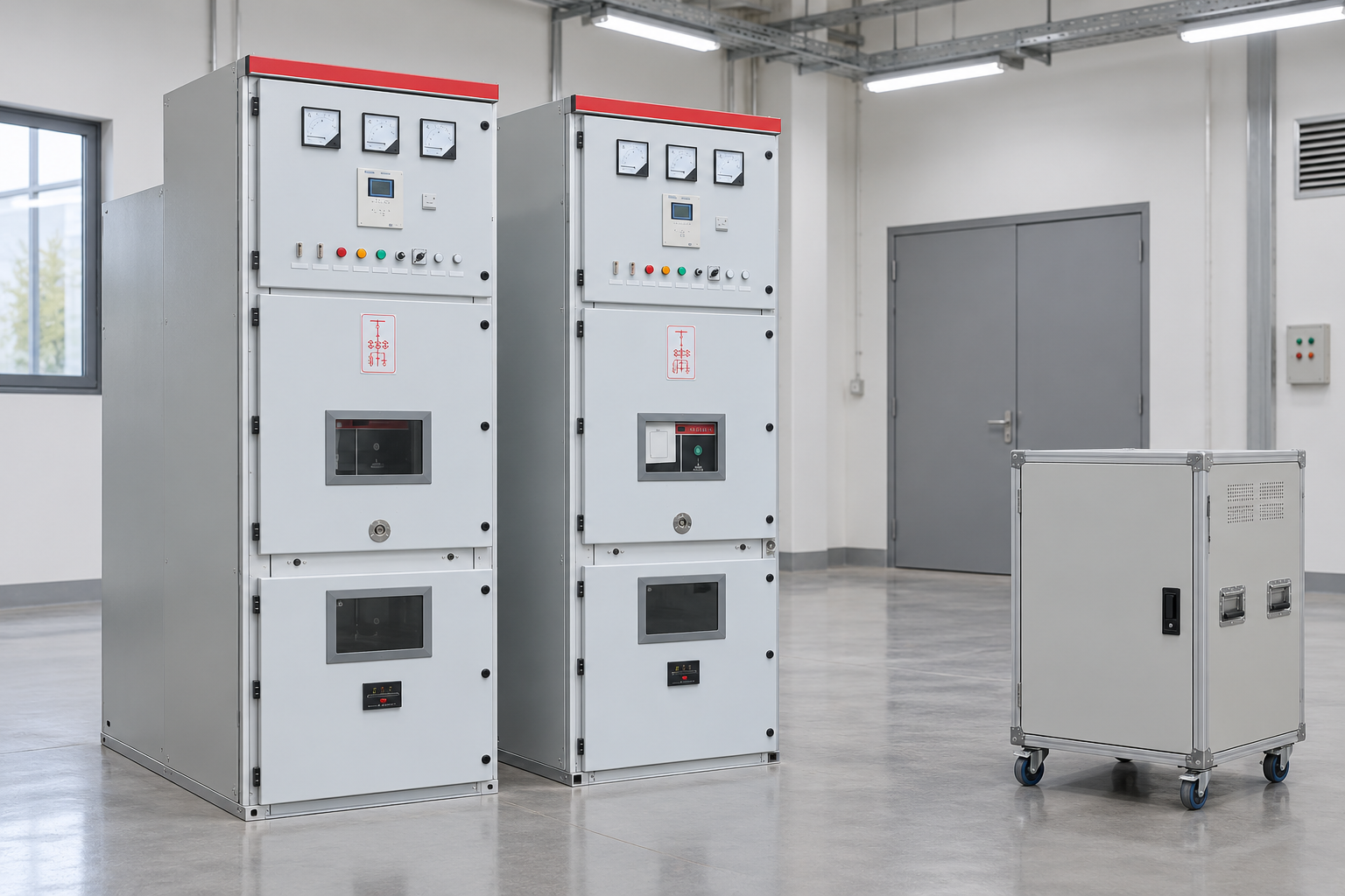 Closed switchgear and separate commissioning instrument case